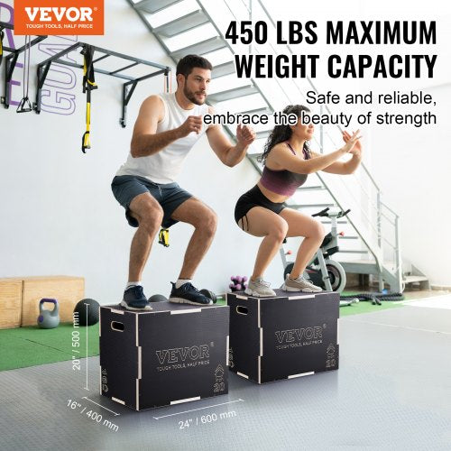 3 in 1 Plyometric Jump Box 242016 Inch Wooden Plyo Box Platform