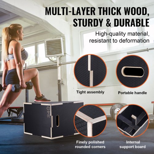 3 in 1 Plyometric Jump Box 242016 Inch Wooden Plyo Box Platform