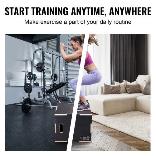 3 in 1 Plyometric Jump Box 242016 Inch Wooden Plyo Box Platform