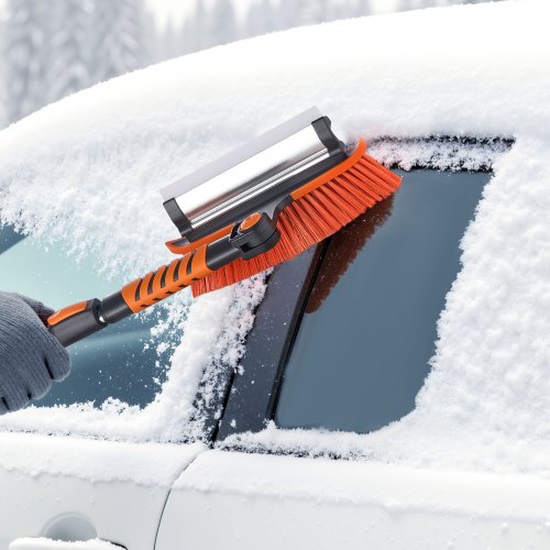 Car Snow Brush 3In1 Remover For Windshield With 180 Pivoting Head Squeegee Ice