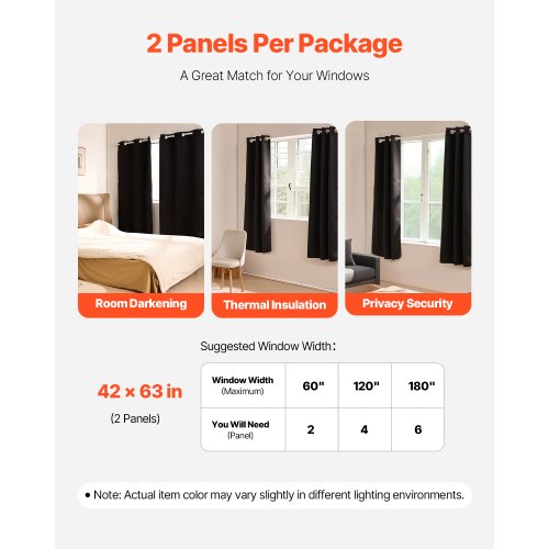 Blackout Curtains 63 Inch Length 2 Panels Set 42 Inch Wide Each Thermal
