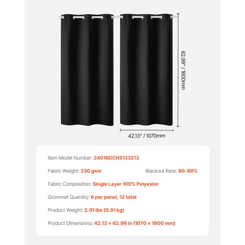 Blackout Curtains 63 Inch Length 2 Panels Set 42 Inch Wide Each Thermal