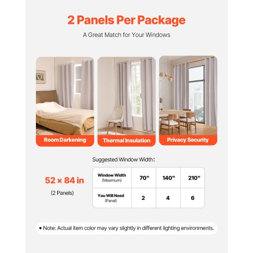 Blackout Curtains 84 Inch Length 2 Panels Set 52 Inch Wide Each Thermal