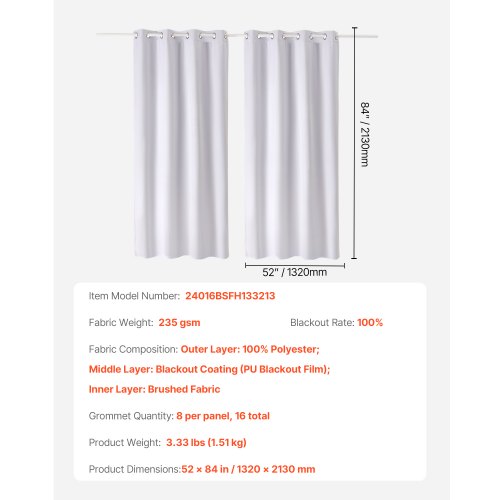 Blackout Curtains 84 Inch Length 2 Panels Set 52 Inch Wide Each Thermal