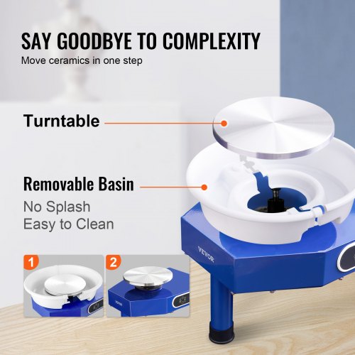 Pottery Wheel 10in Ceramic Wheel Forming Machine Foot Pedal ABS Detachable