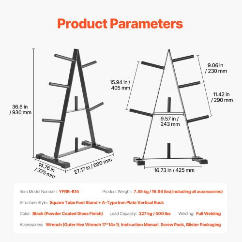 Weight Plate Rack A Frame Weight Plate Tree for 1Inch Weight Plates