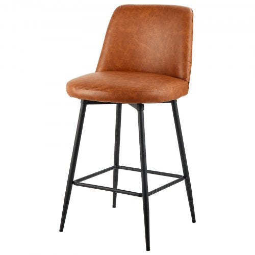 Bar Stool Set of 2 27 inch Counter Height Swivel Stools Modern PU Leather
