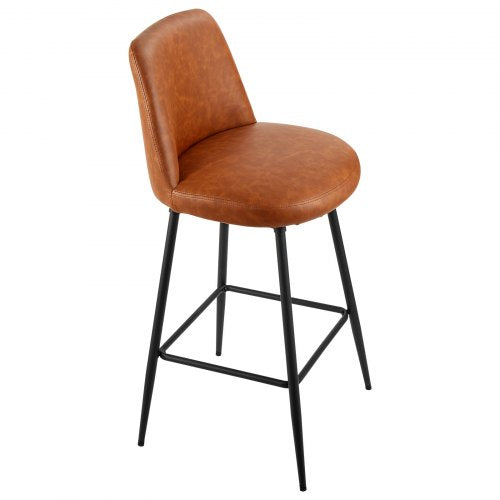 Bar Stool Set of 2 27 inch Counter Height Swivel Stools Modern PU Leather