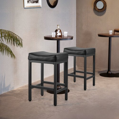 Bar Stool Set of 2 PU Leather Counter Height Stools 25 inch Barstool