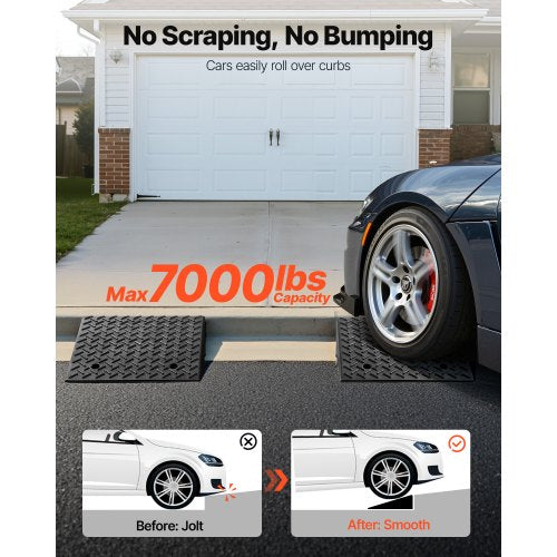 Driveway Curb Ramp 7000 lbs Load Capacity 7 Inches Rise Height Heavy Duty