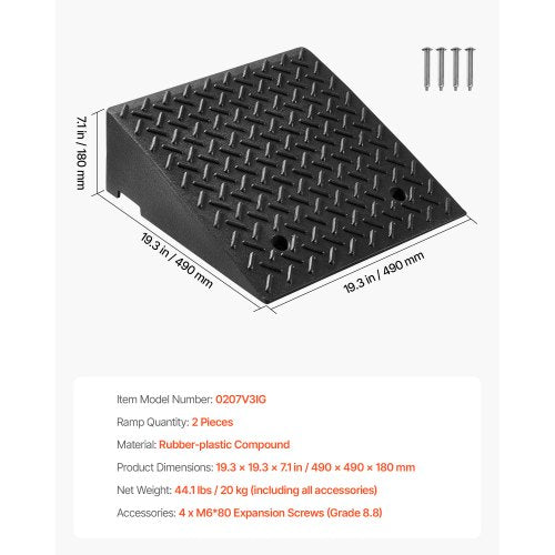 Driveway Curb Ramp 7000 lbs Load Capacity 7 Inches Rise Height Heavy Duty