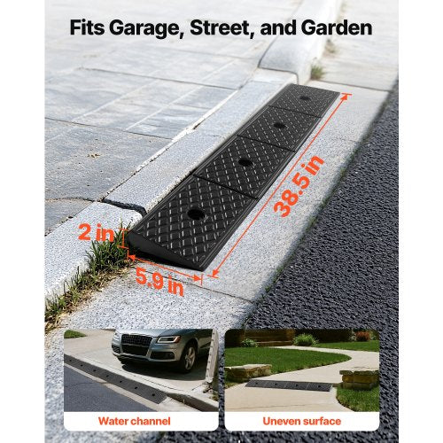 Rubber Curb Ramp 33069 lbs Load Capacity 2 Inches Rise Height Heavy Duty