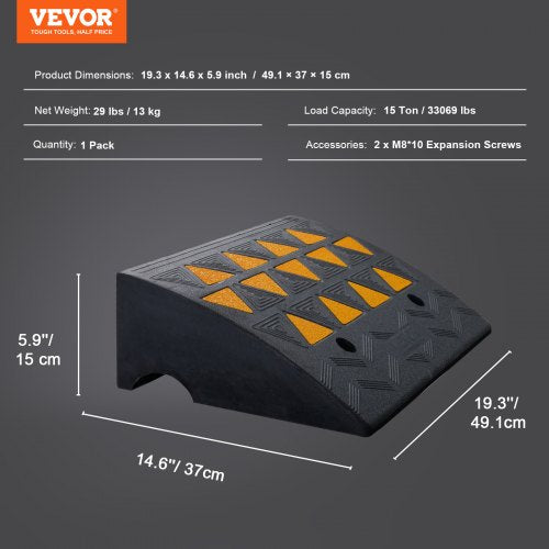 Rubber Curb Ramp 6 Rise Height Sidewalk Curb Ramp 146 Width 193 Length