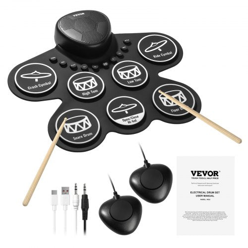 Electric Drum Set 7 Pads Rollup Drum Practice Pad Electronic Drumset