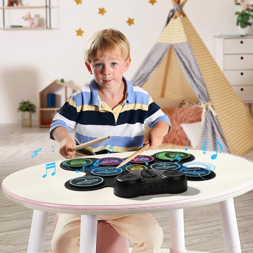 Electric Drum Set 9 Pads Rollup Drum Practice Pad Electronic Drumset