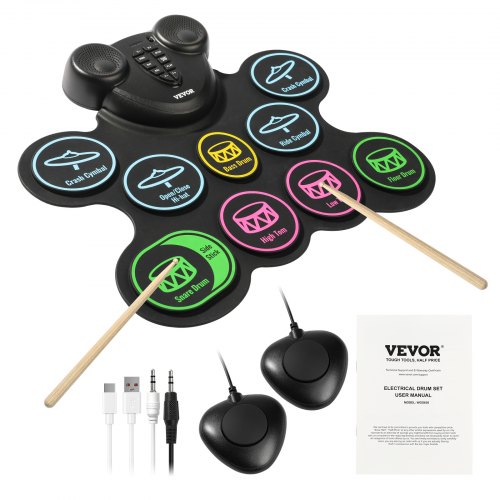 Electric Drum Set 9 Pads Rollup Drum Practice Pad Electronic Drumset
