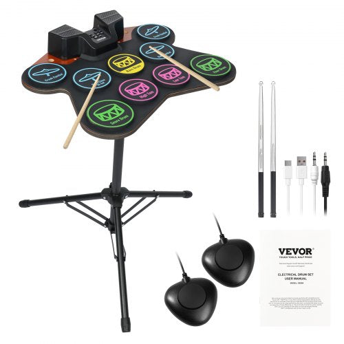 Electric Drum Set 9 Pads Rollup Drum Practice Pad Electronic Drumset