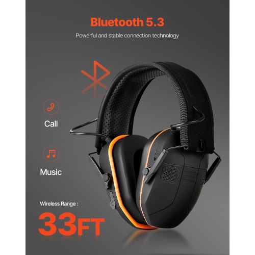 Safety Earmuffs Electronic Ear Muffs with 53 Bluetooth Technology and Sound