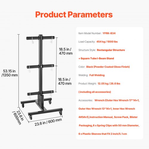 Weight Plate Rack Vertical Weight Plate Tree for 2Inch Weight Plates