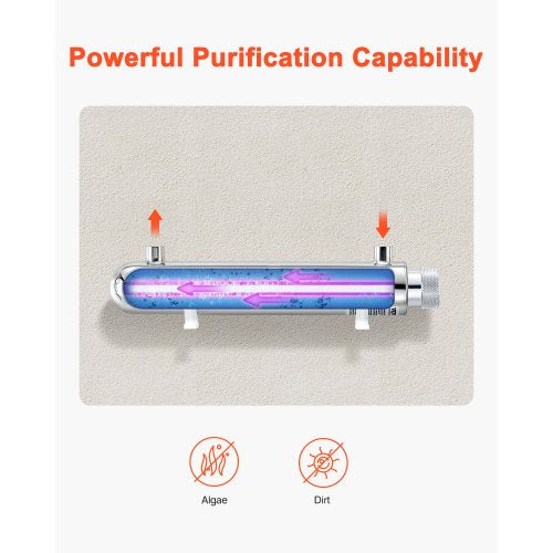 UV Water Purifier 12W 1GPM 110V Versatile Ultraviolet Water Purifier