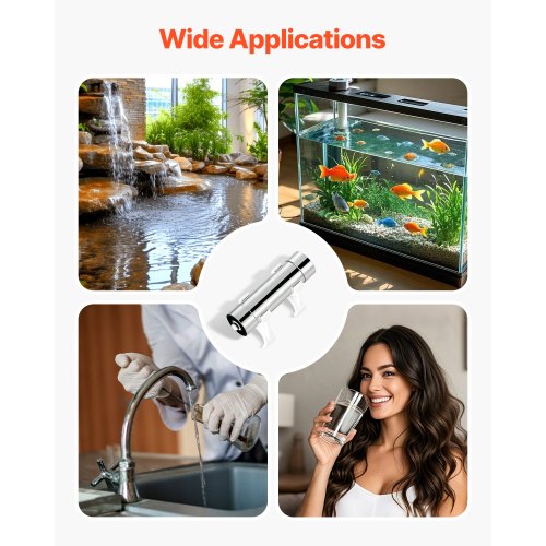 UV Water Purifier 8W 1GPM 110V Versatile Ultraviolet Water Purifier Filter