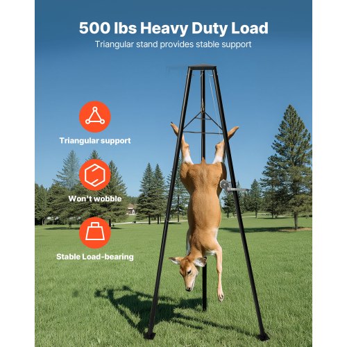 Tripod Deer Hoist 500 lbs Load Capacity Hunting Game Hoist Winch Lift