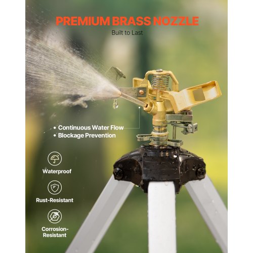 Impact Sprinkler on Tripod Base Heavy Duty Tripod Sprinklers with Brass