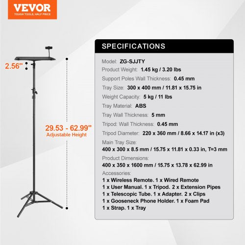 Projector Stand Laptop Stand Tripod Adjustable Height from 2697 to 63