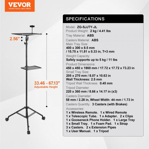 Projector Stand with Wheels Laptop Stand Tripod Adjustable Height from 313