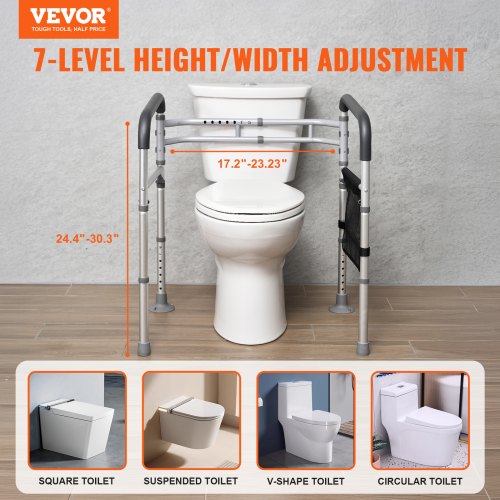 Toilet Safety Rail 300 LBS Foldable Toilet Seat with NonSlip Handles