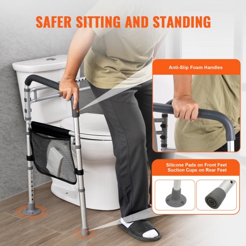 Toilet Safety Rail 300 LBS Foldable Toilet Seat with NonSlip Handles