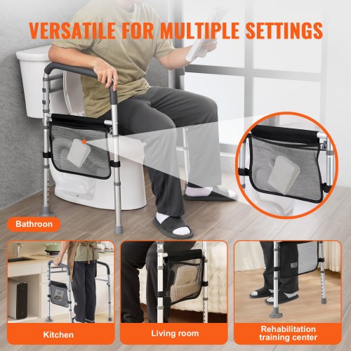 Toilet Safety Rail 300 LBS Foldable Toilet Seat with NonSlip Handles