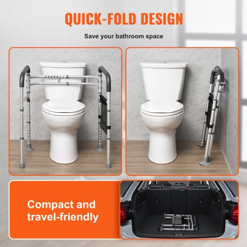Toilet Safety Rail 300 LBS Foldable Toilet Seat with NonSlip Handles