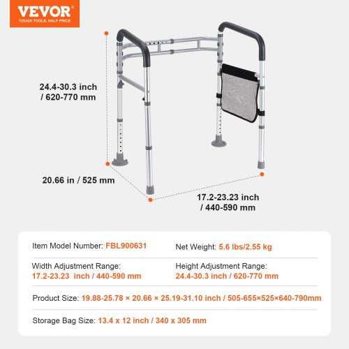 Toilet Safety Rail 300 LBS Foldable Toilet Seat with NonSlip Handles