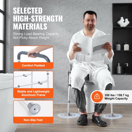 Raised Toilet Seat 7Position Height Adjustment 193 – 252 350lbs