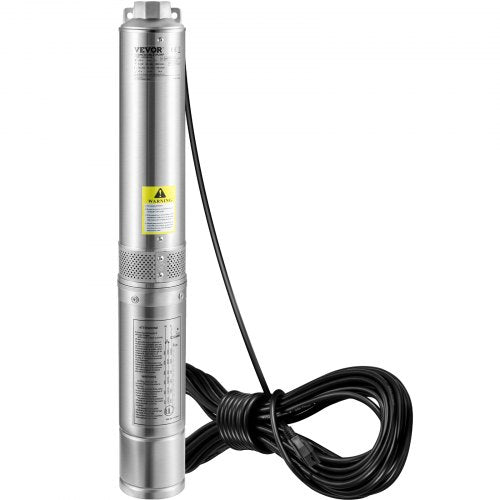Deep Well Submersible Pump 3HP2200W 230V60Hz 37GPM Flow 640 ft Head