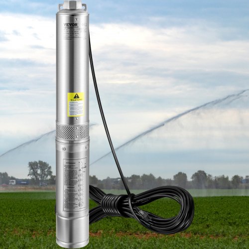 Deep Well Submersible Pump 1HP 230V60Hz 37gpm Flow 207ft Head with 33ft