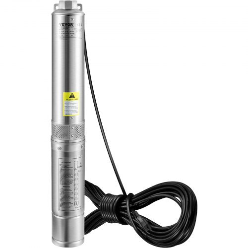 Deep Well Submersible Pump 1HP 230V60Hz 37gpm Flow 207ft Head with 33ft