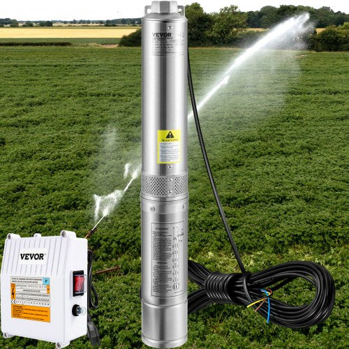 Deep Well Submersible Pump 2HP 230V60Hz 37GPM 427 ft Head with 33 ft