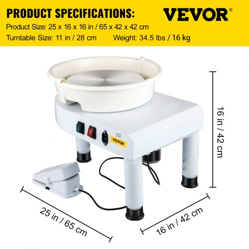 Pottery Wheel 11in Ceramic Wheel Forming Machine 0300RPM Speed Manual