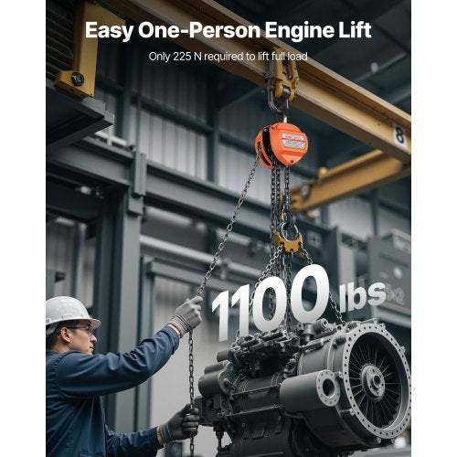 Hand Chain Hoist 12 Ton 1100 lbs Capacity Manual Chain Block with Upgrade