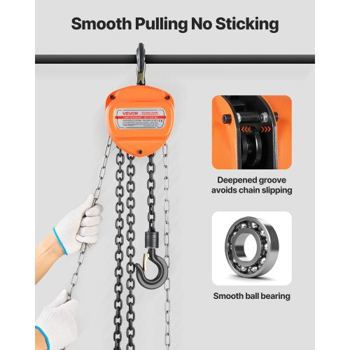 Hand Chain Hoist 12 Ton 1100 lbs Capacity Manual Chain Block with Upgrade