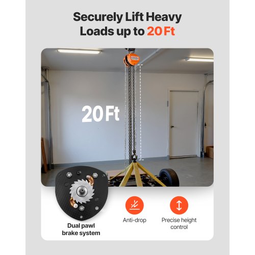 Hand Chain Hoist 1 Ton 2200 lbs Capacity Manual Chain Block with Upgrade 1