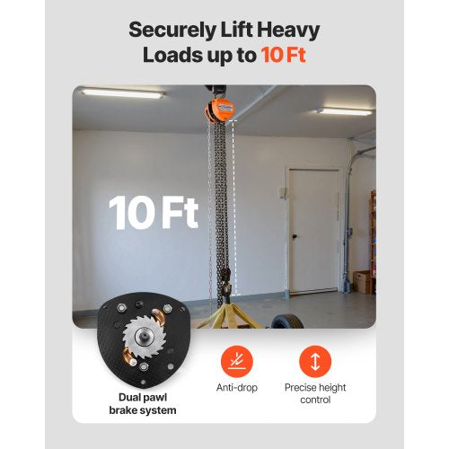 Hand Chain Hoist 2 Ton 4400 lbs Capacity Manual Chain Block with Upgrade