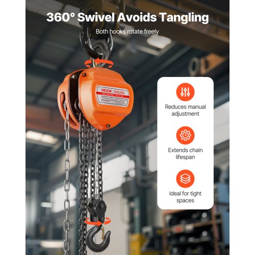 Hand Chain Hoist 2 Ton 4400 lbs Capacity Manual Chain Block with Upgrade 1