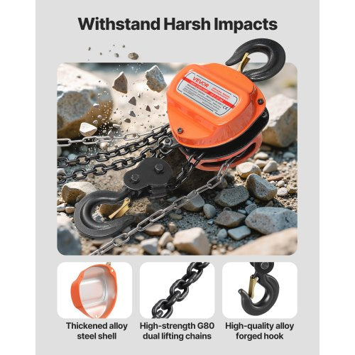 Hand Chain Hoist 3 Ton 6600 lbs Capacity Manual Chain Block with Upgrade 1