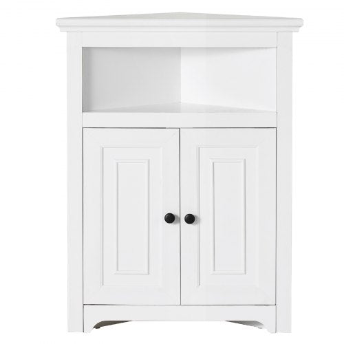 32 Corner Storage Cabinet 3 Tiers Small Storage Cabinet with 2 Wooden