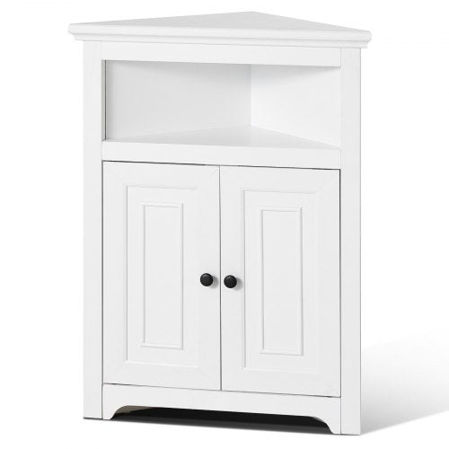 32 Corner Storage Cabinet 3 Tiers Small Storage Cabinet with 2 Wooden