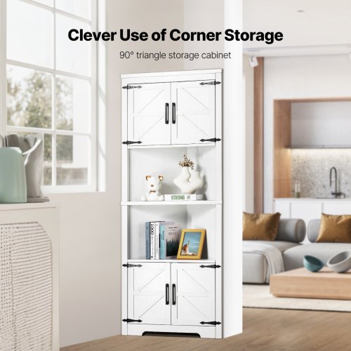 68 Tall Corner Storage Cabinet 6 Tiers Farmhouse Storage Cabinet with 4