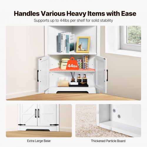 68 Tall Corner Storage Cabinet 6 Tiers Farmhouse Storage Cabinet with 4